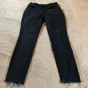 NYDJ Womens 6 Denim Jeans Black Skinny Legging Raw Fray Hem Mid Rise Stretch